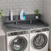Wood 2-Tier Washer Dryer Countertop with Edge Rails, 54" W x 27.5" D Washer and Dryer Topper for Laundry Room Organization and Storage, Walnut