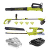 Sun Joe 24V Cordless Garden Combo Kit W/ Leaf Blower, Grass Trimmer, & Hedge Trimmer, 2 x 2.0-Ah Batteries + Charger
