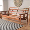 Homestock African Artifacts Full Size Futon Frame Set with Mattress, Easily Converts to Bed, Versatile Design Futon Frame for All Spaces, 33"H x 79"L x 37"D-Color:Linen Charcoal,Size:Barbados