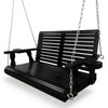 Innovaze 5 Ft Outdoor Wooden Porch Swing with Cupholders, Heavy Duty 880 LBS For 3 Person,All-Weather resistant, White