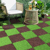 Prilinex 44 PCS Plastic Deck Tiles Outdoor Interlocking Patio Tiles Waterproof for Backyard Porch, 12"W x 12"L, Red Brown