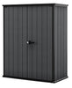 Keter Cortina Alto Vertical Durable Resin Outdoor Storage Shed with Heavy Duty Floor and Locking Latch Double Doors, Graphite
