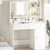 SUGIFT Vanity Table Stylish Aesthetic Durable with Sliding Mirror White