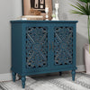 HLR 48" Accent Cabinet with 4 Doors, Vintage Hollow Carving Storage Credenza, Sideboards and Buffets Cabinet for Living Room, Kitchen, Dining Room, Entryway