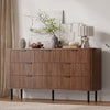 7-Drawer Fluted Dresser for Bedroom, 60 Inch Wide Modern Wood Chest with Metal Handles, Curved Profile Design - Also Ideal as TV Stand for Living Room, Hallway, Black