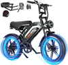 Tamobyke Electric Bike for Adults,Peak 1500W 28mph Mountain Ebike,48V 15.6AH 20" Fat Tire Electric Bicycle Full Suspension UL2849
