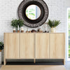 Wirrytor Sideboard Storage Cabinet with Doors and Shelves, Buffet Cabinet with Storage, Credenza Storage Cabinet for Kitchen, Wooden Fluted Cabinet, Under TV Cabinet with Storage - Black