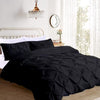 Pinch Pleated 1-Piece Duvet Cover 100% Egyptian Cotton 800 Thread Count with Zipper & Corner Ties Pintuck Decorative Duvet Cover- Queen/Full Size (90" x 90") Inch, Silver