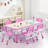TROPOW Kids Table and Chairs,Height Adjustable Toddler Table and 6 Chair,Multi-Activity Table with Graffiti Desktop Non-Slip Legs for Ages 2-10,Children Activity Table for Daycare,Classroom,Blue
