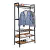 JJS 33" Entryway Coat Rack, Industrial Rustic Hall Tree Shoe Bench with Storage Drawers and Shelf for Hallway, Wood Look Accent Furniture with Metal Frame, Rustic Brown