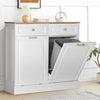 Eclife 20 Gallons Double Tilt Out Trash Cabinet Wood Tabletop, Upgrade Gray, WB010GY