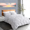 Pinch Pleated 1-Piece Duvet Cover 100% Egyptian Cotton 800 Thread Count with Zipper & Corner Ties Pintuck Decorative Duvet Cover- Queen/Full Size (90" x 90") Inch, Silver