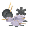 Beautiful 12pc Ceramic Non-Stick Cookware Set with Strainer Lids, White Icing by Drew Barrymore