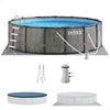 INTEX Round Prism Frame 15ft x 48in Above Ground Swimming Pool Set w/ Pump