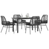 vidaXL 7 Piece Patio Dining Set with Cushions Black Poly Rattan Glass