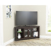 Inval Corner Laminate 60�� TV Stand with Glass Doors, White