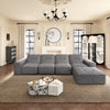 144" Oversized Modular Sectional Sofa, Deep Seat Chenille Cloud Couch with Chaise, L-Shaped Sparkling 5 Seat Sofa Couch for Living Room, Black