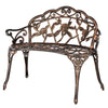 Zimtown Courtyard Park Outdoor Patio Bench Leisure Rose Cast Aluminum Chair, Metal Loveseat Bench for Garden Patio, Porch, Deck, Bronze