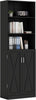 Loomie Industrial Boolshelf with Door, 6 Tier Farmhouse Book Shelf with Adjustable Shelves,70" Tall Display Etagere Bookcase,Floor Standing Unit Book Case Furniture for Home Office,Living Room (Black)