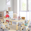 LAZY BUDDY Kids Table and 4 Chairs Set, Height Adjustable Toddler Desk with Graffiti Desktop, Kids Activity Table Set for Daycare, Home