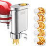Metal Gourmet Pasta Press Attachment for Kitchenaid Stand Mixer, Pasta Maker Attachment with 5 Interchangeable Plates, Spaghetti Bucatini Fusilli Large/Small Macaroni