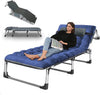 Slsy Folding Sleeping Cots Bed with 2 Sided Mattress & Pillow, Folding Camping Cot, Adjustable 4-Position Folding Lounge Chair
