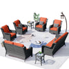 Ovios 8-Piece Wicker Outdoor Sectional Patio Set with Swivel Chairs and Loveseat, Gray