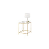 mDesign Metal and Glass Top Square Accent Side/End Table Furniture Unit, Black