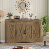 Homfa Buffet Cabinet with 3 Drawers and 4 Doors, 55.1�?W Kitchen Sideboard Storage Cabinet with Adjustable Shelves, Farmhouse Coffee Bar Cabinet for Dining Room, White & Brown