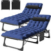 Slsy Folding Sleeping Cots Bed with 2 Sided Mattress & Pillow, Folding Camping Cot, Adjustable 4-Position Folding Lounge Chair