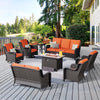 Vcatnet 8 Pieces Outdoor Patio Furniture Sectional Sofa All-weather Conversation Set with Swivel Rocking Chairs and Fire Pit Table for Garden,Poolside,Gray