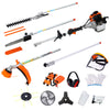 SYNGAR 10-in-1 Grass Trimmer Weed Eater Combos, 52CC 2-Cycle Full Crank Shaft Gas Powered Weed Eater with Gas Pole Saw, Hedge Trimmer and Brush Cutter, Grass Trimming Tool for Garden, Lawn Care