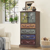 Homfa 50�� Tall Dresser with 4 Drawers, Boho Vintage Dresser with 2 Doors, Wood Drawers Chest for Bedroom Living Room Entryway