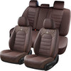 Florich Full Set Seat Covers, Waterproof Faux Leather Seat Protectors, Comfortable Auto Interior Cushions Fit for Most Cars SUV Trucks, Black&Brown