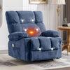 JONPONY Manual Recliner Chair with Heat Therapy and Massage Function, Heavy Duty Reclining Mechanism Massage Chair, Elderly Single Rocker Sofa with Cup Holders for Bedroom Home Theater,Grey