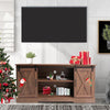 Mayincolor Farmhouse TV Stand for 65+ inch TV,34'' Tall Entertainment Center with Sliding Barn Doors, Rustic Wood Media Console Storage Cabinet Television Stand for Living Room, Light Grey