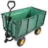 Gzxs Heavy Duty 880 lbs Capacity Mesh Steel Garden Cart, Folding Utility Wagon with Removable Sides, Cart Liner, Storage Basket and 10" Large Wheels (Green)