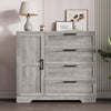 43.3" H Armoire Wardrobe Closet with 4 Drawers & Hanging Rod, Multifunctional Wood Storage Cabinet for Bedroom, Natural Oak