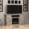 Twin Star Home Barn Door TV Stand for TVs up to 55" with ClassicFlame Electric Fireplace, Sargent Oak
