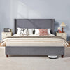 VanAcc King Size Platform Bed Frame, 50.8" Corduroy Upholstered Bed with Vertical Channel Tufted Headboard/Wooden Slats/Wingback, Beige