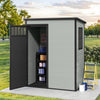 ModFusion 4.6��2.6��6.3 ft Resin Storage Shed with Window, Floor, Plastic Roof, Storage Cabinets for Brooms Vacuum Cleaners fits 65 to 68 inches, Winter Gear Box, Black