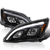 Spec-D Tuning JDM Glossy Black Smoke LED Projector Headlights Compatible with 2007-2011 Honda CR-V, Left + Right Pair Headlamps Assembly