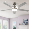 Uforic 52" Modern Ceiling Fan with Lights and Remote Control, 5-Blade Ceiling Fan with Dimmable Tri-Color Light, Quiet and Reversible 6-Speed DC Motor, Perfect for Bedroom, Living Room - Silver