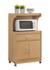 Hodedah Microwave Contemporary Wooden Kitchen Cart in Cherry Finish