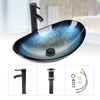 FULLWATT Bathroom Ceramic Sink Vanity Vessel Basin Porcelain Faucet Drain Combo Rectangle,White