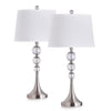 HomeGlam Madison 27-inch Crystal Ball Metal Table Lamp (Set of 2) Brushed Nickel