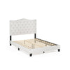 Furinno Lille Button Tufted Bed Frame, Linen, Queen