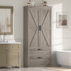 Homfa 70.3"H Bathroom Storage Cabinet, Farmhouse Linen Storage Cabinet with 2 Drawers, White