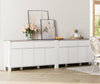 WAMPAT Large Buffet Cabinet with Storage, 2-in-1 Kitchen Storage Cabinet with 4 Drawers and 8 Doors, Accent Coffee Bar Cabinet with Adjustable Shelves for Dining Room, Living Room, Entryway