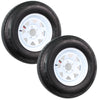 eCustomrim 2-Pk Radial Trailer Tire On Rim ST205/75R14 Load D 14" 5 Lug Spoke Wheel White